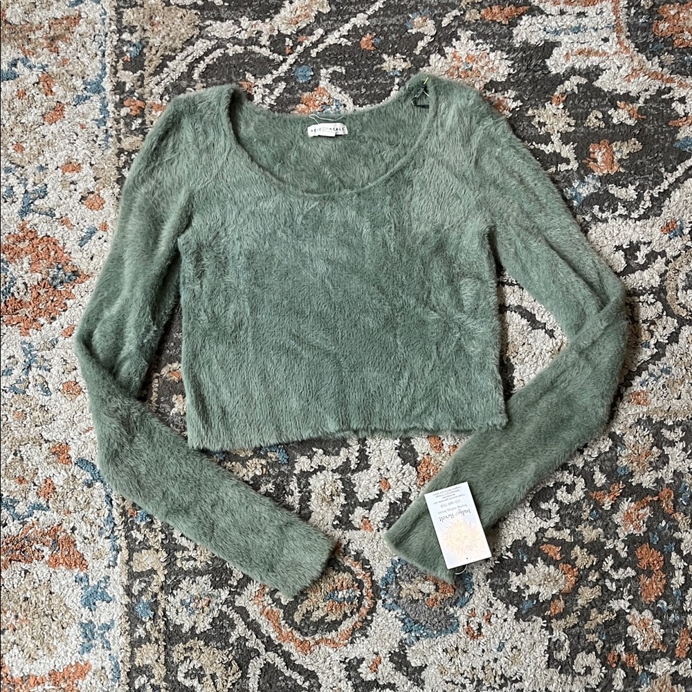 Aeropostale fuzzy green cropped top.